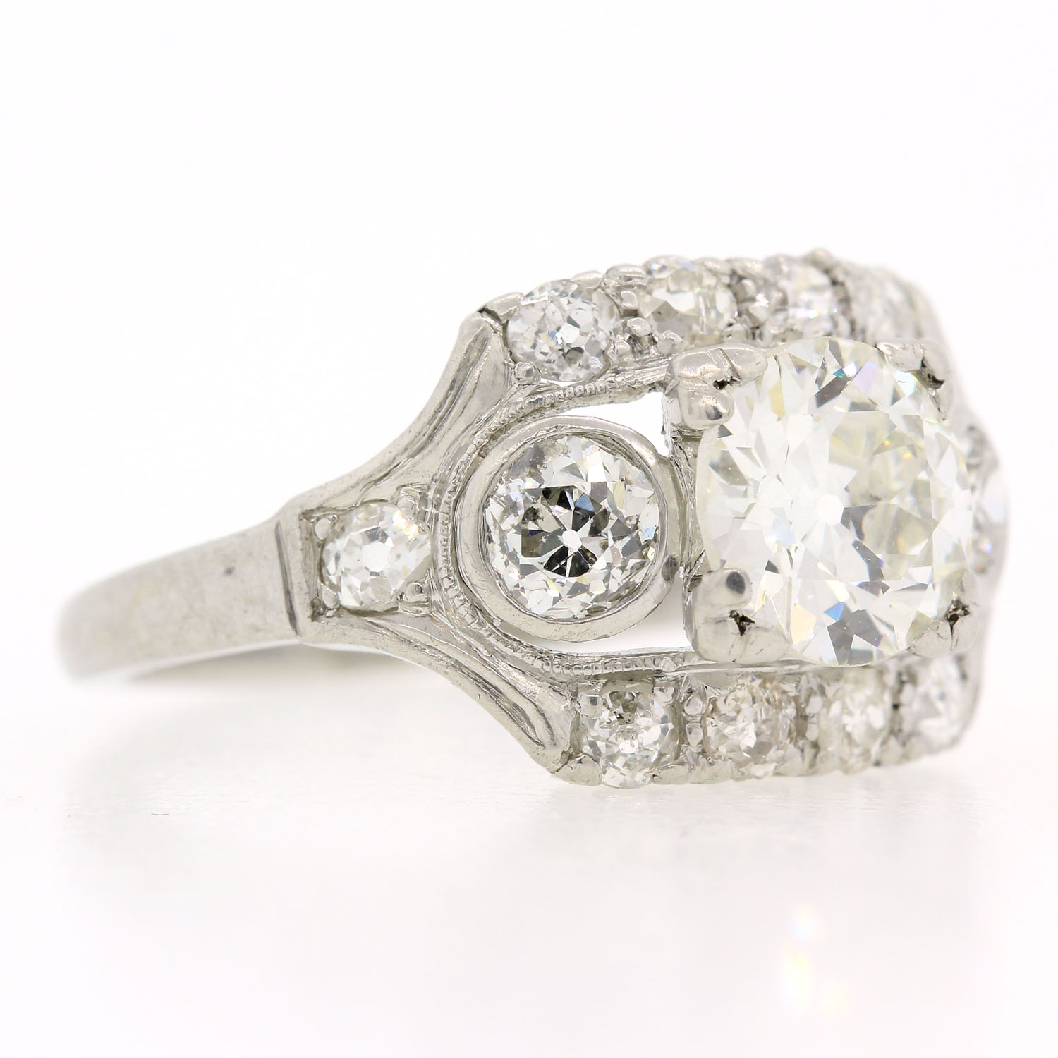 Vintage Diamond Platinum Ring - Claude Morady Estate Jewelry